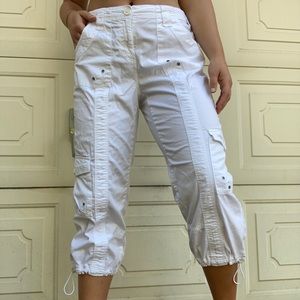 White cargo capris